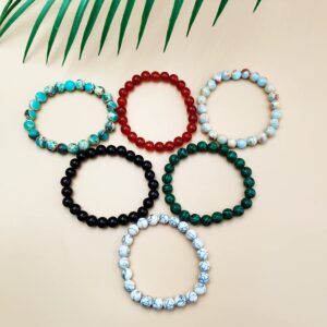 BOMAIL 10Pcs 8mm Natural Stone Beaded Bracelet Set for Men Women Semi-Precious Gemstone Beads Bracelets Matte Lava Rock Volcanic Tiger Eye Stone Yoga Healing Energy Crystal Stretch Bracelets Set