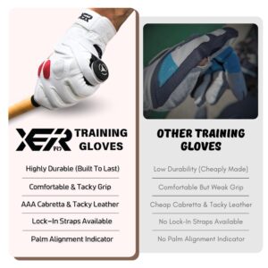 XEIRPRO Golf Grip Trainer Glove - Golf Grip Training Aid Made for Fixing Slice & Elimating Hook - Optimal Grip with 100% AAA Synthetic Tacky Leather Golf Gloves (Men's X-Large, Left)