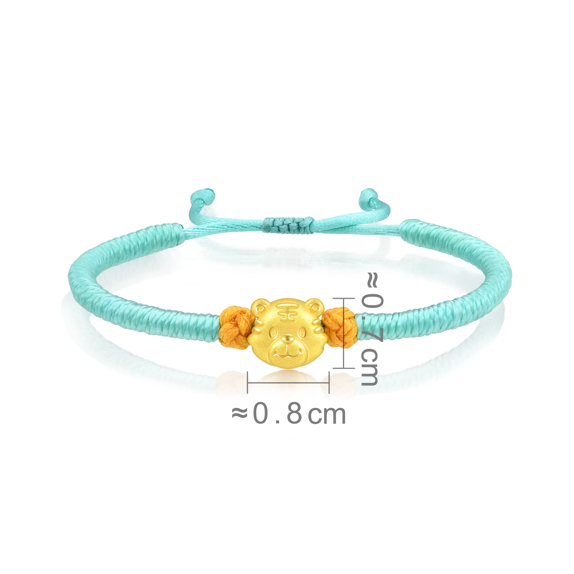 CHOW SANG SANG 999 24K Gold Tiger Bracelet for Tiny Size Gift 92971B | 6.6 Inches, (17 CM)