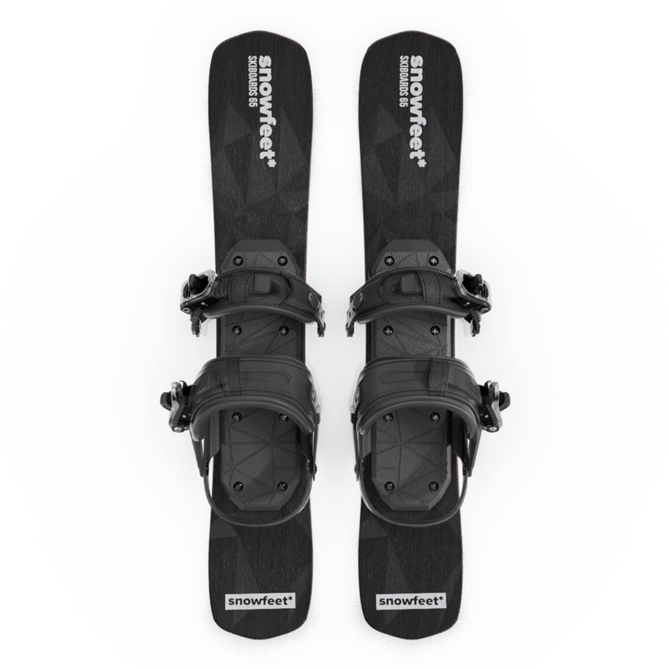 Short Mini Skis for Snow | Snowblades Skiboards Skiblades Little Short Skis | Snowfeet* (Black | for Snowboard Boots)