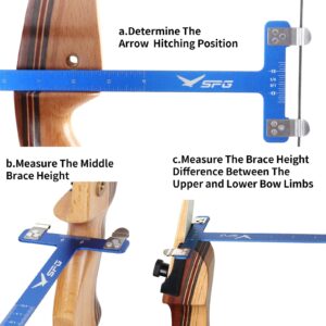 SOPOGER Archery Bow Square T Shape Bow Square Ruler Bowstring Measurement Tool Bow Turning Kit for Recurve Bow and Compound Bow Accessories (Blue)