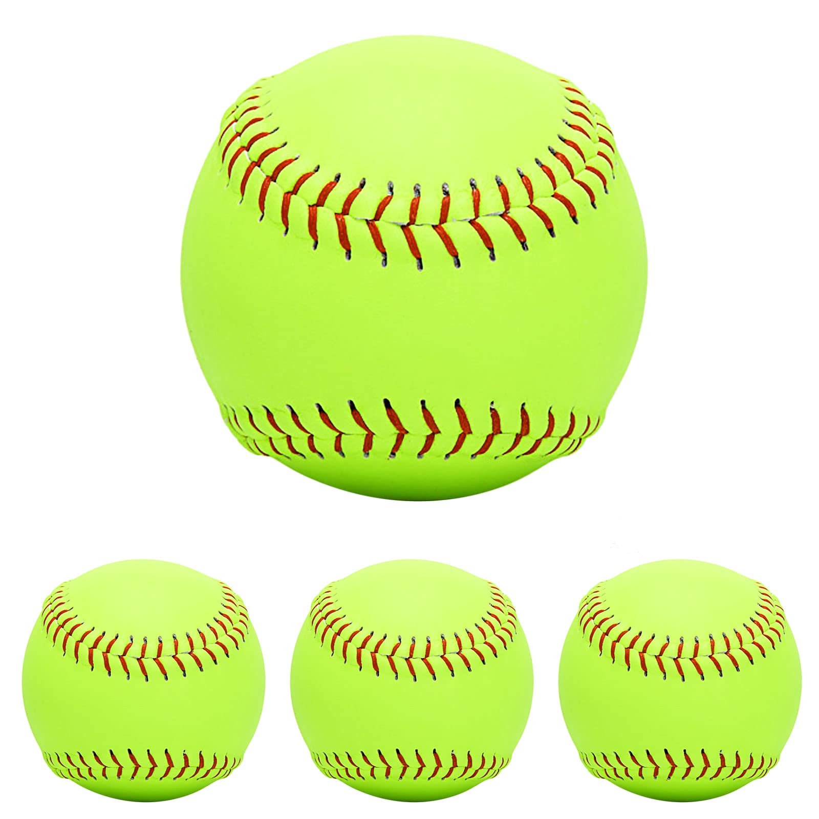 GKK Softballs 4 Pack Sports Practice Softballs 12 Inch Slow Pitch Official Size and Weight Softball Autograph Softball Training Ball for Games, Soft Toss, Batting, Fielding, Hitting, Pitching