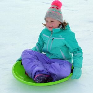 Flexible Flyer Paricon 626-G Round Flying Saucer Disc Racer Polyethylene Snow Sled Toboggan, for Ages 4 and Up, 26 Inch Diameter, Green (2 Pack)