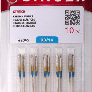 Singer 20 Counts :10-Pack Universal 2020 Sewing Machine Needles, Size 90/14 and Singer 10-Pack Stretch 2045 Sewing Machine Needles, Size 90/14 Bundle with Inceler Brand Plastic Bobbin