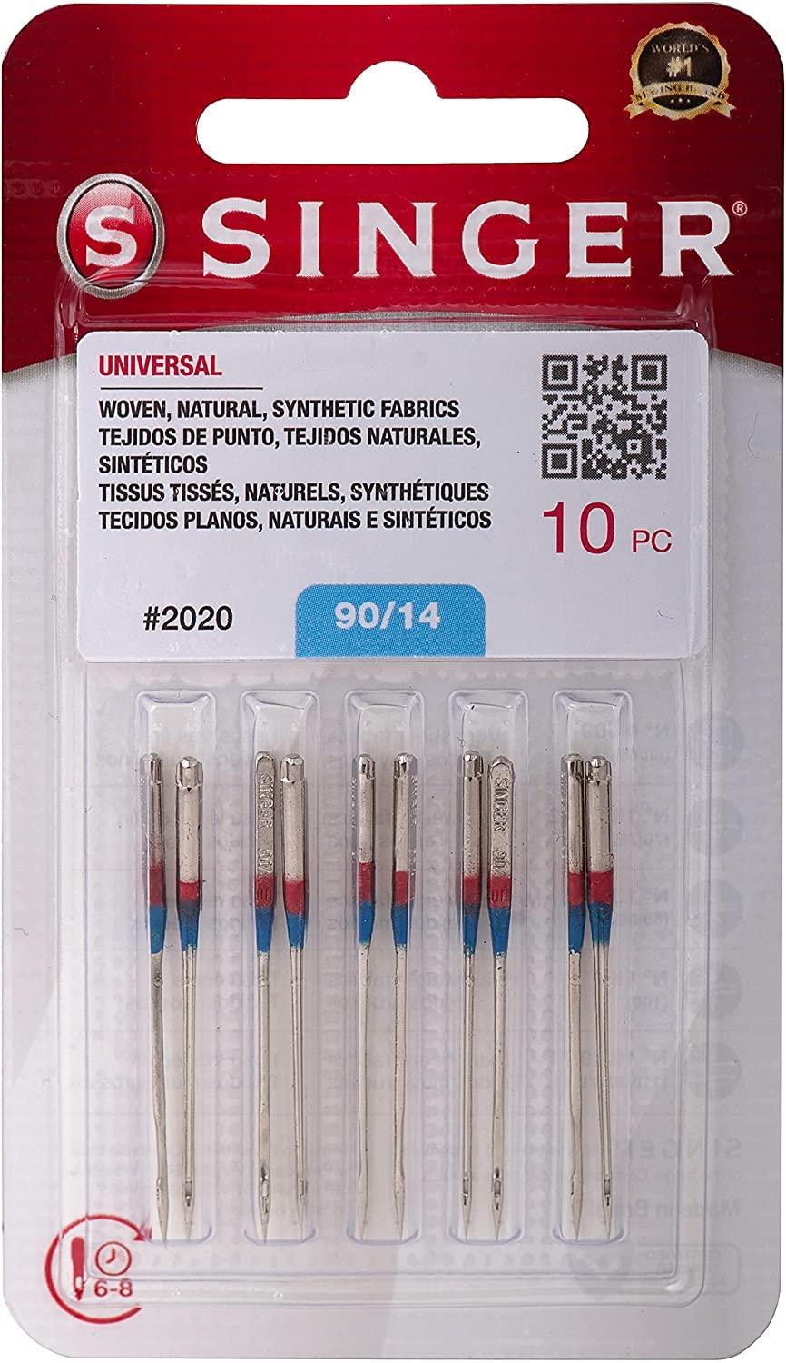 Singer 20 Counts :10-Pack Universal 2020 Sewing Machine Needles, Size 90/14 and Singer 10-Pack Stretch 2045 Sewing Machine Needles, Size 90/14 Bundle with Inceler Brand Plastic Bobbin