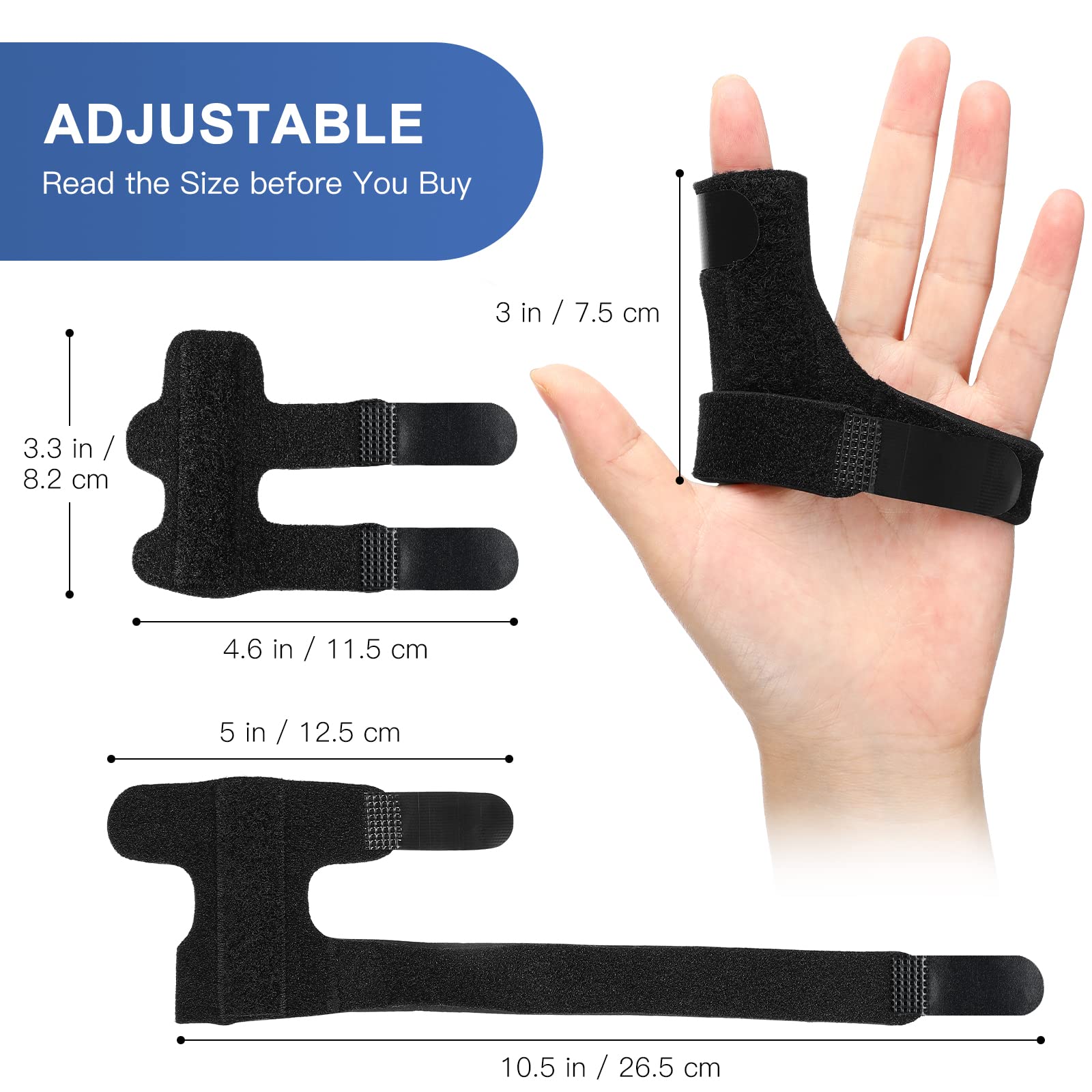 Trigger Finger Splint Knuckle Brace: 2 Pieces Adjustable Finger Padded Straightener for Right and Left Hand Index Middle Ring Pinky Support for Alleviating Finger Locking Popping Bending Stiffness