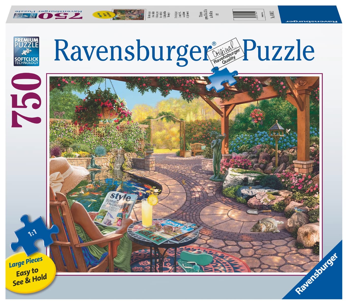 Ravensburger Cozy Backyard Bliss - 750 Piece Large Format Jigsaw Puzzle for Adults & Kids | Unique Softclick Technology | Vibrant, Glare-Free Design | FSC-Certified Materials