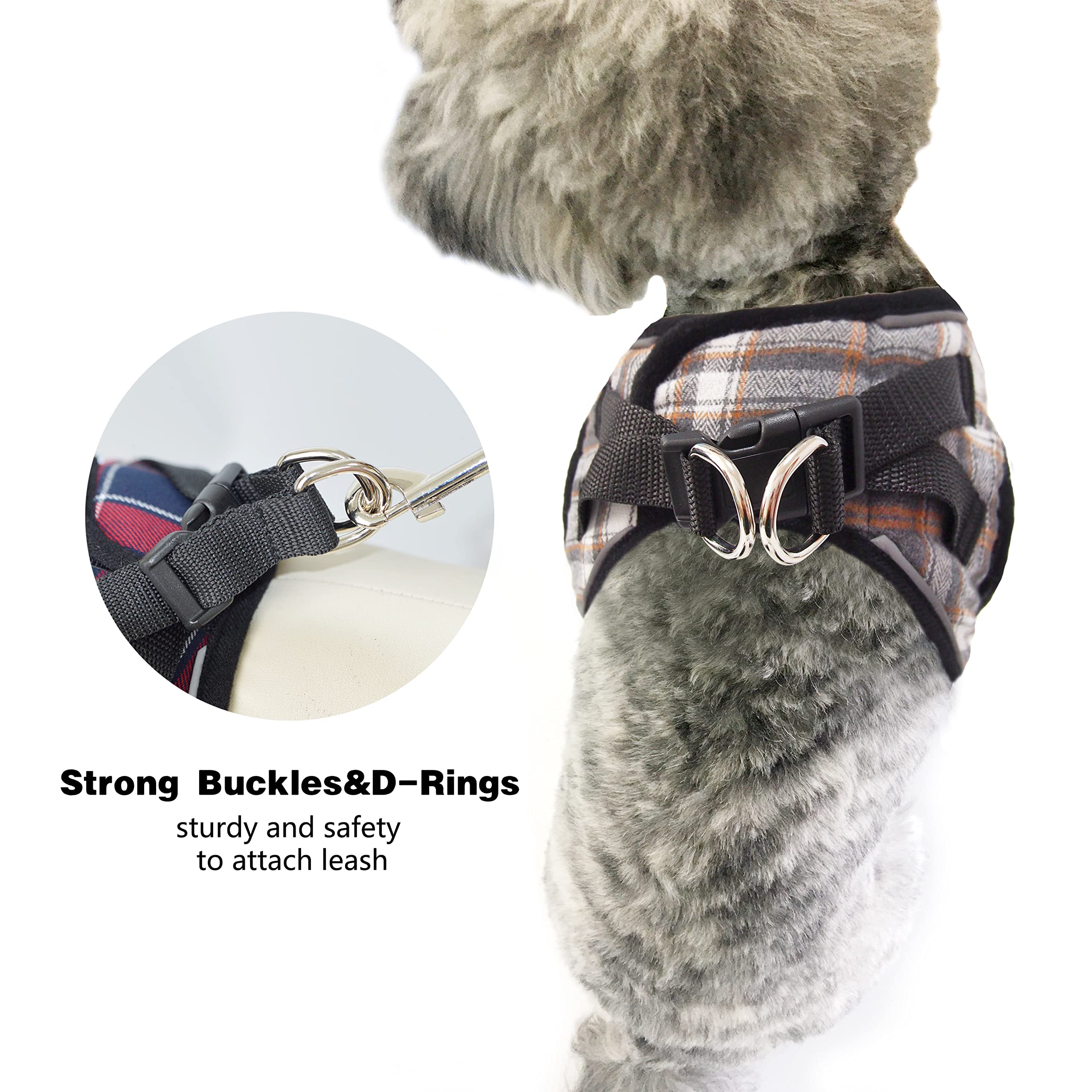 Mesh Soft Dog Harness, Adjustable No Pull Reflective Comfort Pet Vest for Dogs (Grey, Small)