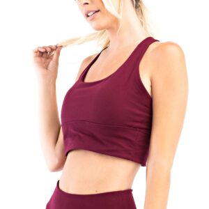 Hype Up Women's Strappy Crisscross Back Medium Support Sports Bra with Removable Cups (S-3X) Burgundy