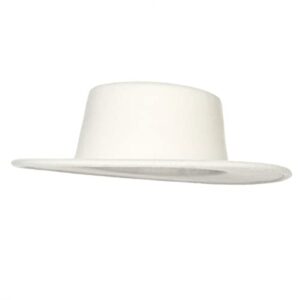 Women Men Classic Felt Fedora Hat Wide Brim Flat Top Jazz Panama Hat Casual Party Church Hat (White)