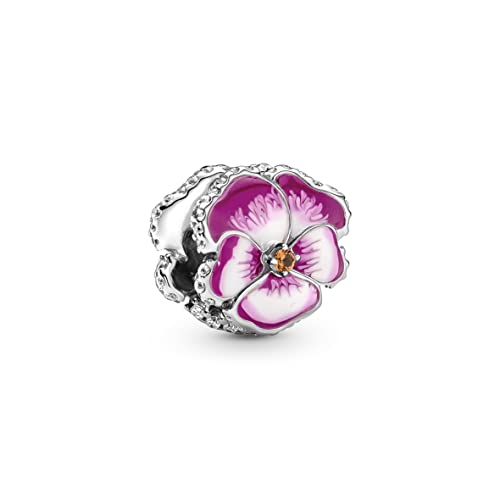 Pandora Pink Pansy Flower Charm Bracelet Charm Moments Bracelets - Stunning Women's Jewelry - Gift for Women in Your Life - Made with Sterling Silver, Cubic Zirconia & Enamel