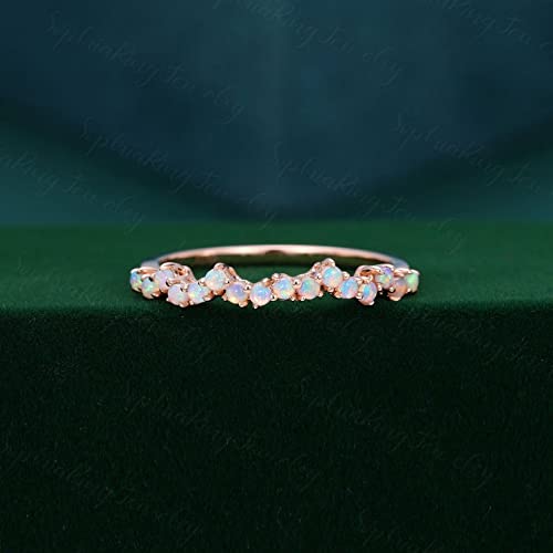 Beautiful Ethiopian Opal Ring,Sterling Silver Rose gold Plated Ring, Women Eternity Ring, Wedding Ring (8)