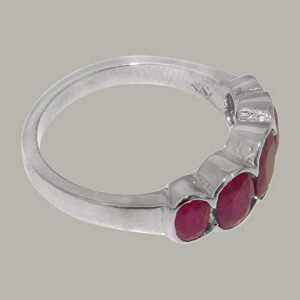 LetsBuySilver Sterling Solid Silver ring with Natural Ruby Womens Band Ring - Size 11