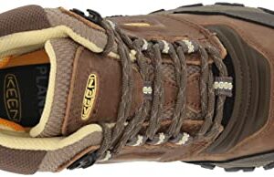 KEEN Women's Ridge Flex Mid Height Waterproof Hiking Boots, Safari/Custard, 10