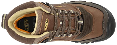 KEEN Women's Ridge Flex Mid Height Waterproof Hiking Boots, Safari/Custard, 10