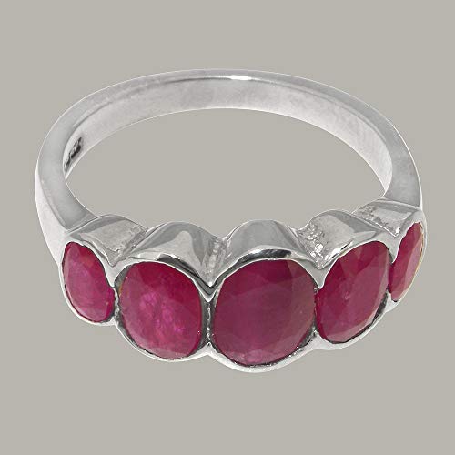 LetsBuySilver Sterling Solid Silver ring with Natural Ruby Womens Band Ring - Size 11