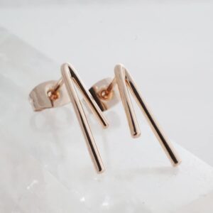 HONEYCAT Lucy Tiny Drop Bar Studs in Gold, Rose Gold, or Silver | Minimalist, Delicate Jewelry (Rose Gold)