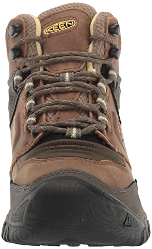 KEEN Women's Ridge Flex Mid Height Waterproof Hiking Boots, Safari/Custard, 10