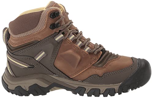 KEEN Women's Ridge Flex Mid Height Waterproof Hiking Boots, Safari/Custard, 10