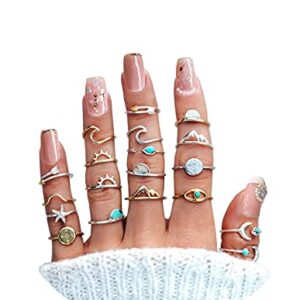 Dcfywl731 Stackable Rings for Women Trendy Stuff Knuckle Ring Cute Adjustable Arrow Knot Wave Star Moon Rings Set Jewelry Gifts Stocking Stuffers for Christmas Gifts 2024