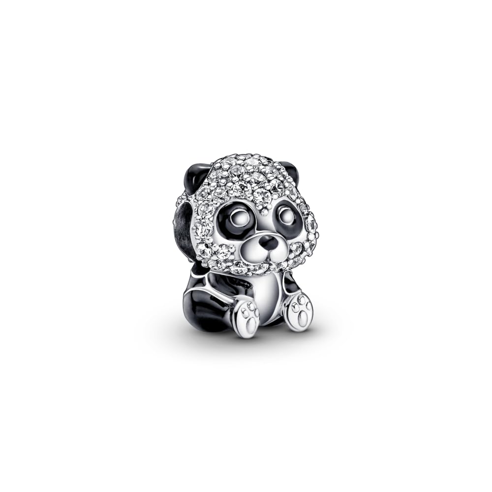 Pandora Sparkling Cute Panda Charm Bracelet Charm Moments Bracelets - Stunning Women's Jewelry - Gift for Women - Made with Sterling Silver, Cubic Zirconia & Enamel