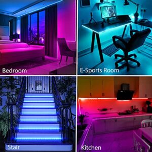 QZYL LED Lights for Bedroom 100 FT(4 Rolls), LED Strip Lights with App Control, Sync to Music 5050 RGB LED Lights with 44 Keys IR Remote, LED Lights for Room Party Home Decorations