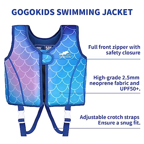 Gogokids Kids Swim Vest, Toddler Float Jacket for 30-50 lbs Girls and Boys, Comfortable Fit Swimming Jacket, for 2-9 Year Old Children