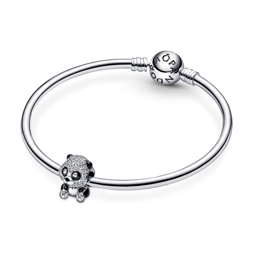 Pandora Sparkling Cute Panda Charm Bracelet Charm Moments Bracelets - Stunning Women's Jewelry - Gift for Women - Made with Sterling Silver, Cubic Zirconia & Enamel