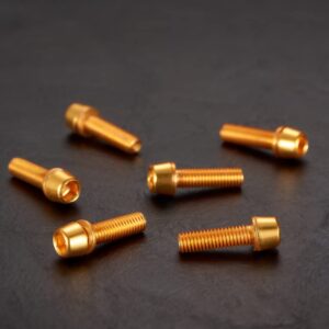 Bicycle Stem Bolts Color Tapered Head Bolt with Washer Screw M5x18mm for Road Bike,MTB,BMX,Folding - 6Pcs (Gold)