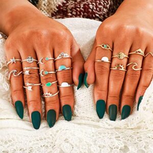 Dcfywl731 Stackable Rings for Women Trendy Stuff Knuckle Ring Cute Adjustable Arrow Knot Wave Star Moon Rings Set Jewelry Gifts Stocking Stuffers for Christmas Gifts 2024