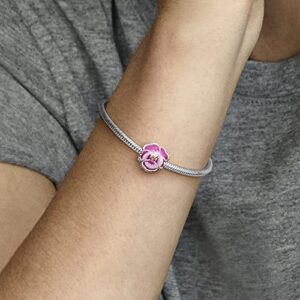 Pandora Pink Pansy Flower Charm Bracelet Charm Moments Bracelets - Stunning Women's Jewelry - Gift for Women in Your Life - Made with Sterling Silver, Cubic Zirconia & Enamel