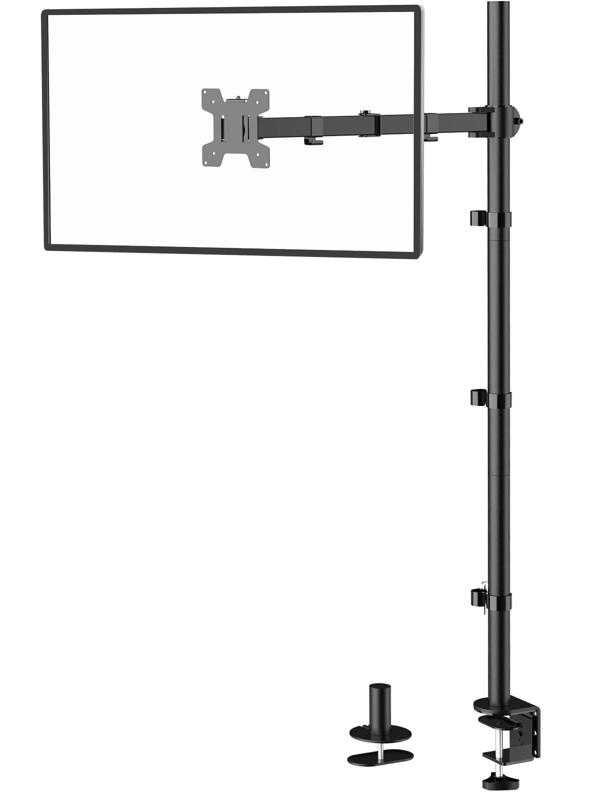 WALI Single Monitor Stand Desk Mount, 39 inch Tall Monitor Stand Fully Adjustable, Articulating Arm for Computer Screen up to 32 inch, 22lbs (M001XXL), Black