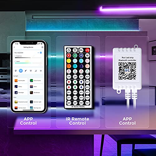 QZYL LED Lights for Bedroom 100 FT(4 Rolls), LED Strip Lights with App Control, Sync to Music 5050 RGB LED Lights with 44 Keys IR Remote, LED Lights for Room Party Home Decorations