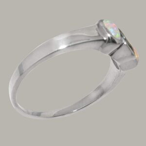 925 Sterling Silver Natural London Blue Topaz & Opal Womens Anniversary Ring - Size 8.75