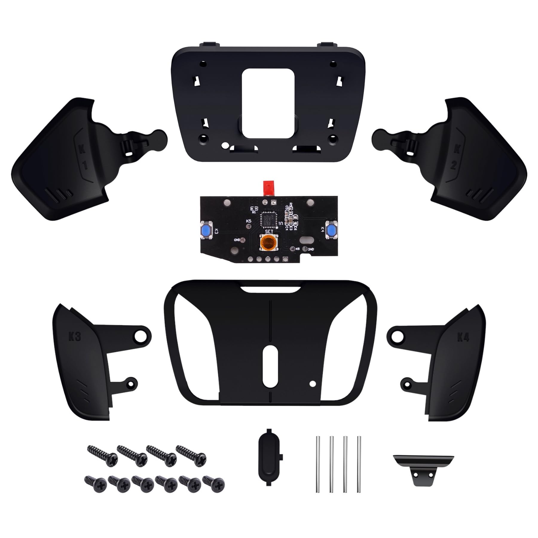 Turn RISE to RISE4 Kit – Redesigned Solid Black K1 K2 K3 K4 Back Buttons Housing & Remap PCB Board for PS5 Controller eXtremeRate RISE & RISE4 Remap kit - Controller & Other Accessories NOT Included