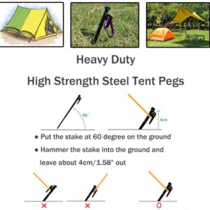 8 Pack Tent Stakes Heavy Duty Metal Tent Pegs for Camping Steel Tent Stakes 16 inch Unbreakable and Inflexible