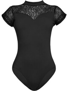 ycmi women-dance-leotards-lace-turtleneck-ballet-bodysuit-short-sleeve-dance-gymnastics-yoga-leotards