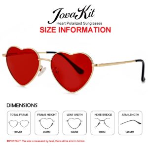 JOVAKIT Polarized Heart Sunglasses for Women Fashion Lovely Style Metal Frame UV400 Protection Lens (Gold/Red)