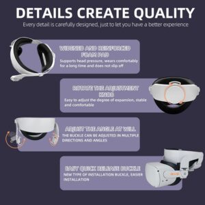 Tutuba Head Strap for Oculus Quest 2, Adjustable Halo Strap Silicone Face Cover Set for Enhance Head Balance and Reduce Face Pressure