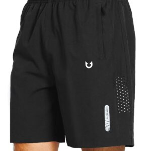 NORTHYARD Men's Athletic Running Shorts Quick Dry Workout Shorts 7"/ 5"/ 9" Lightweight Sports Gym Basketball Shorts Hiking Exercise Black L