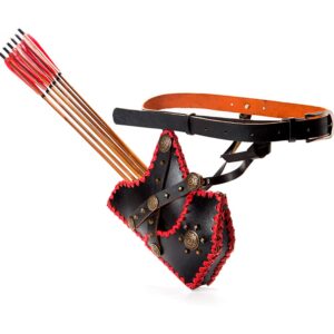 longbowmaker Archery Manchu Quiver Mounted Archery Side Quiver Black Cow Leather Archery Arrows Quiver Field Quiver