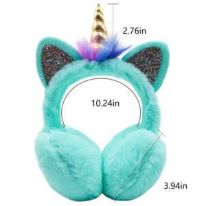 MEJORMEN Cat Ears Unicorn Earmuffs Unfoldable Ear Warmers Winter Warm Plush Outdoor Ear Covers