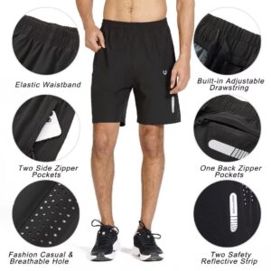 NORTHYARD Men's Athletic Running Shorts Quick Dry Workout Shorts 7"/ 5"/ 9" Lightweight Sports Gym Basketball Shorts Hiking Exercise Black L