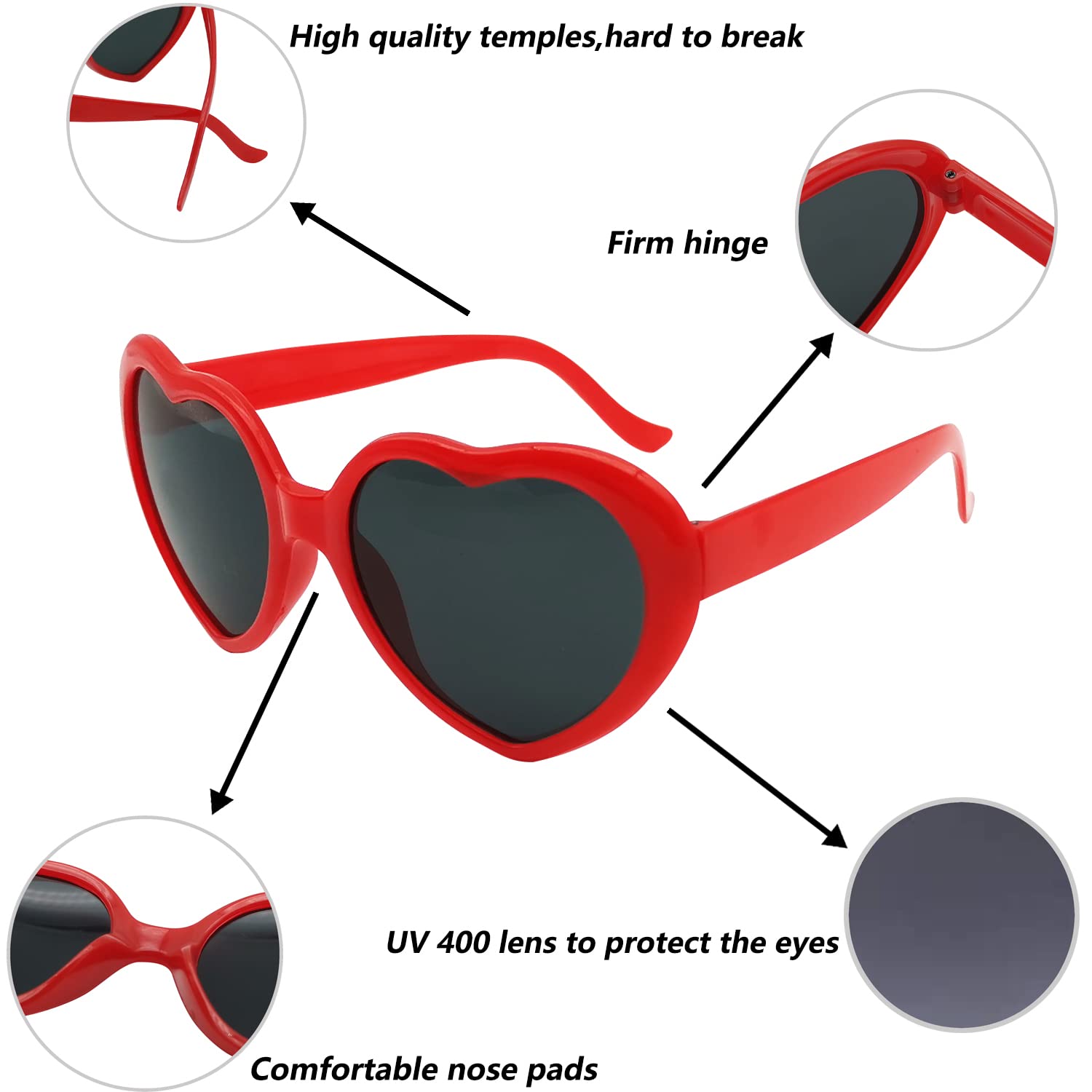 MIDEJACY Heart Shaped Sunglasses For Women,Trendy Heart Glasses Cute Retro Sun Glasses Taylor Cupid Party