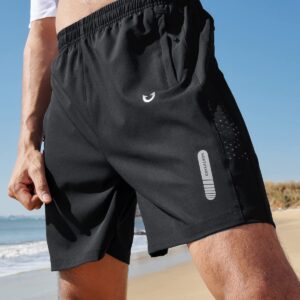 NORTHYARD Men's Athletic Running Shorts Quick Dry Workout Shorts 7"/ 5"/ 9" Lightweight Sports Gym Basketball Shorts Hiking Exercise Black L