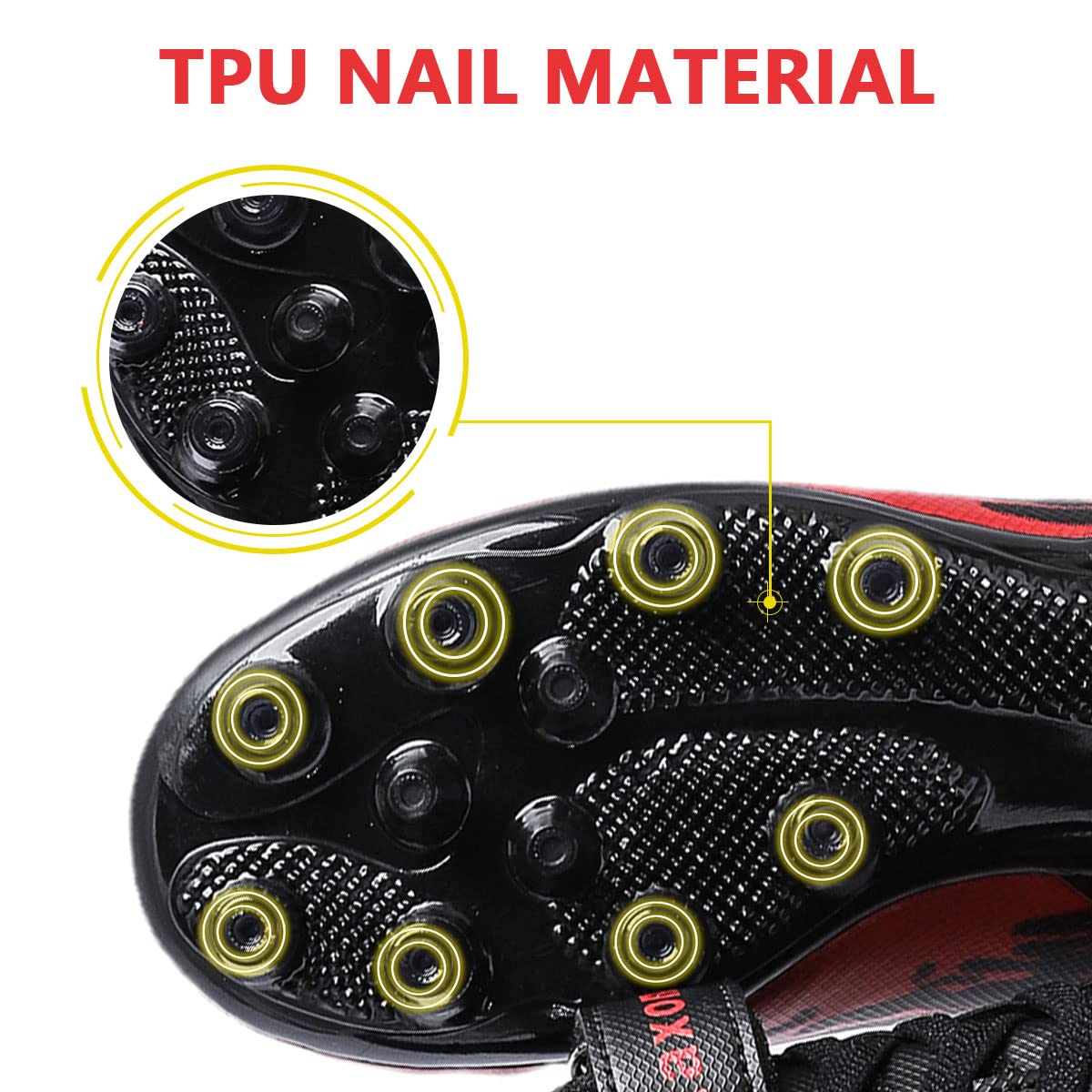 ziitop Kids Soccer Shoes for Boys Girls Youth Football Cleats Outdoor & Indoor Baseball Shoes, Lightweight Breathable Conical Studs, Running & Training for Students (Little Kids/Big Kids) BlackRed