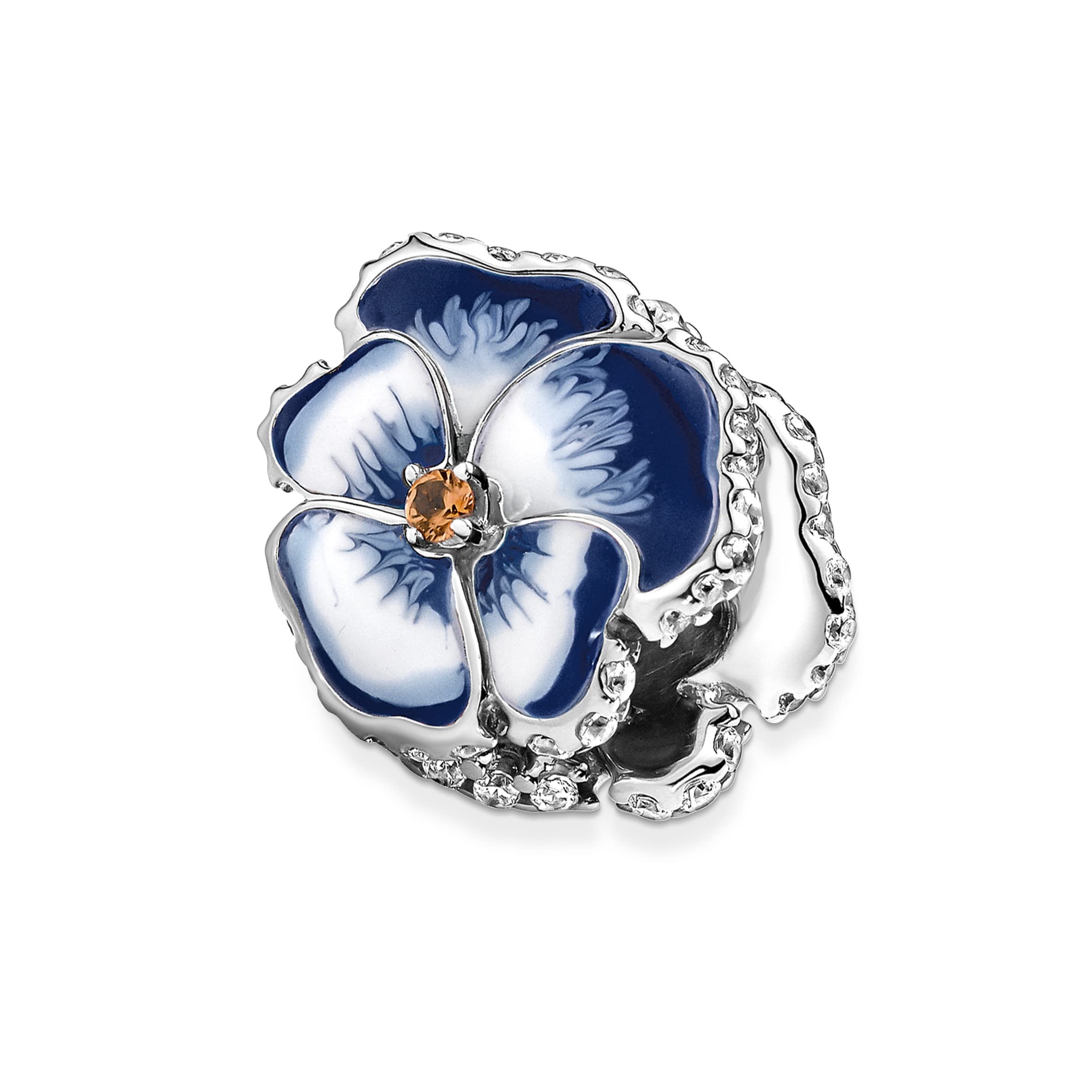 Pandora Blue Pansy Flower Charm Bracelet Charm Moments Bracelets - Stunning Women's Jewelry - Gift for Women in Your Life - Made with Sterling Silver, Cubic Zirconia & Enamel