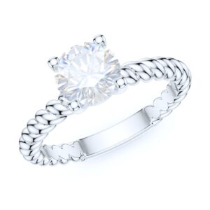 PRSTANI Sterling Silver Twisted Rope Comfortable Shank 1CT Simulated Round Brilliant Diamond Promise Solitaire Engagement Ring (5)