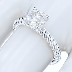 PRSTANI Sterling Silver Twisted Rope Comfortable Shank 1CT Simulated Round Brilliant Diamond Promise Solitaire Engagement Ring (5)