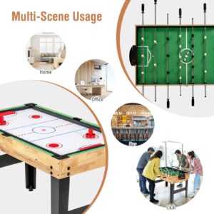 Goplus 10-in-1 Combination Multi Game Table Set, Adult Size Combo Game Table W/Foosball, Table Tennis, Pool, Air Hockey Table, Bowling, Chess, Checkers, Backgammon for Family Game Night